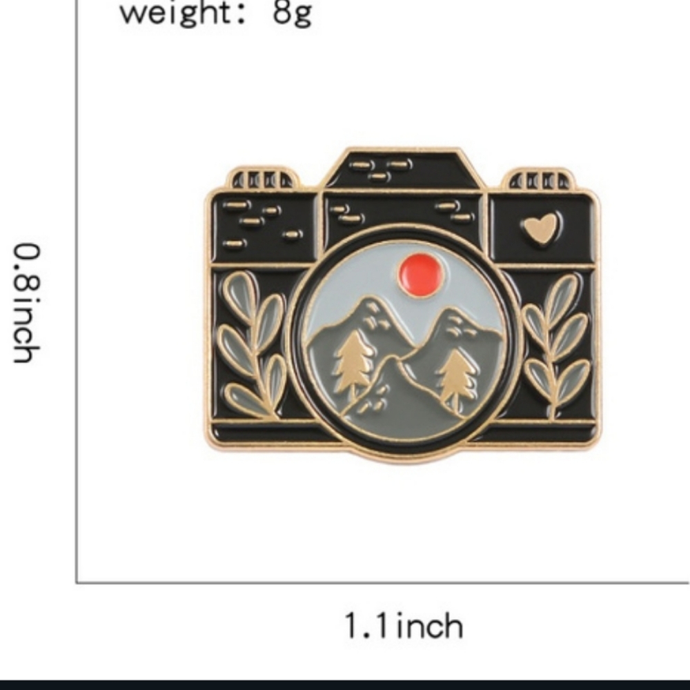 *2 for $13* Retro Digital Camera Mountains Design Enamel Pin - Picture 4 of 7